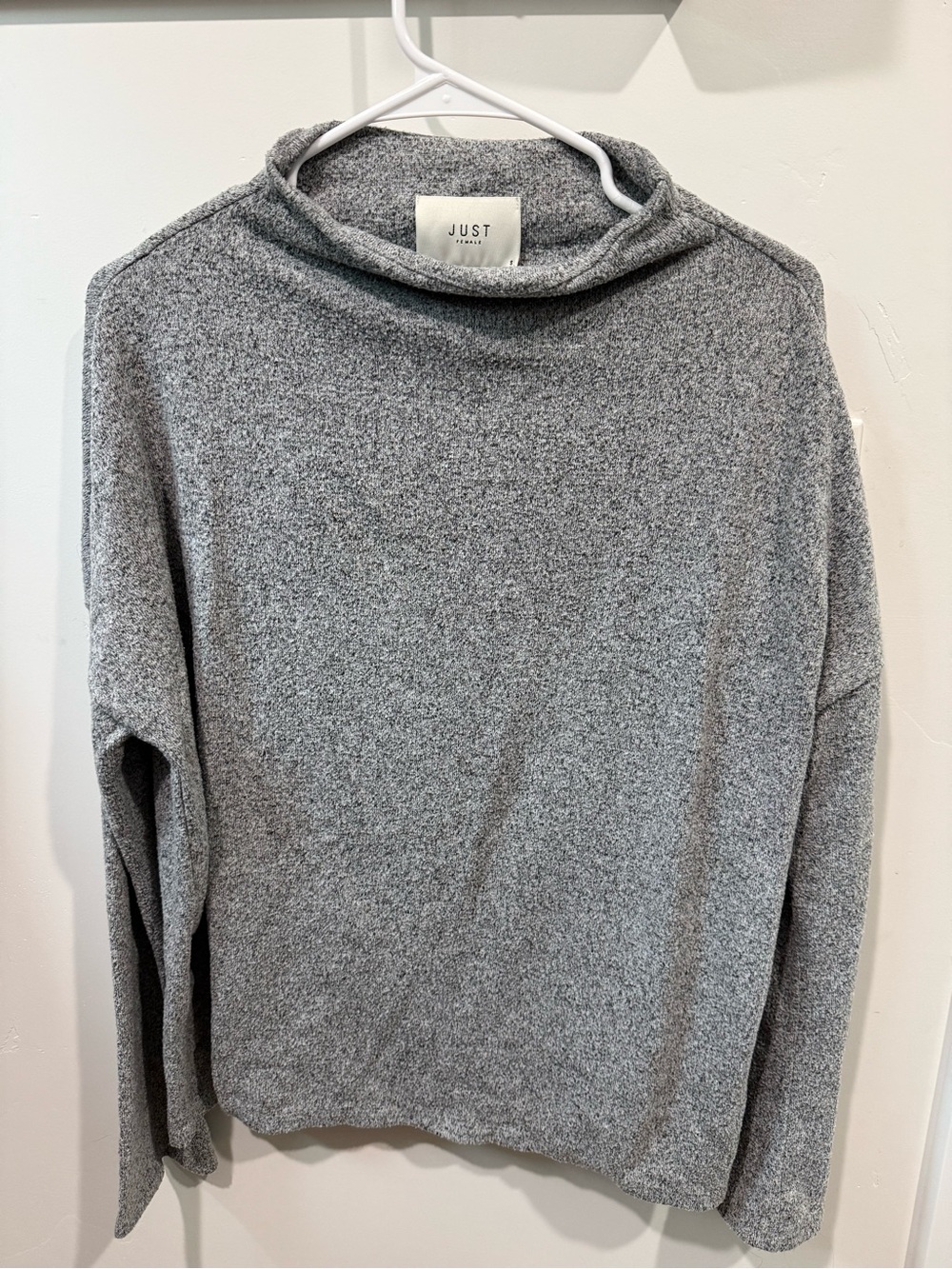 Just Female Gray Cozy Funnel Neck Sweater